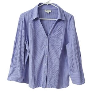 Coldwater Creek Women's Button Up Top Blouse Petite XL Lavender Textured